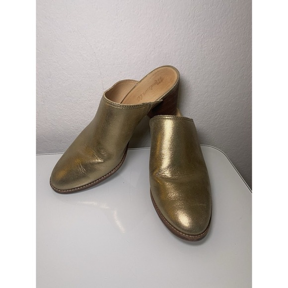 Madewell The Harper Mule Clog in Metallic Gold Size 8 Glam Chunky Soft Leather - Picture 1 of 16